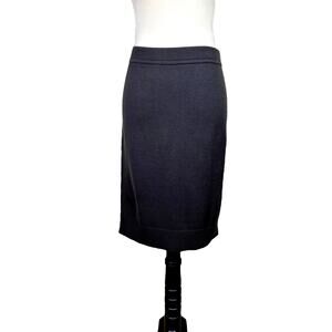 Worth New York Dark Brown Wool Knit Knee Length Elastic Waist Pencil Skirt